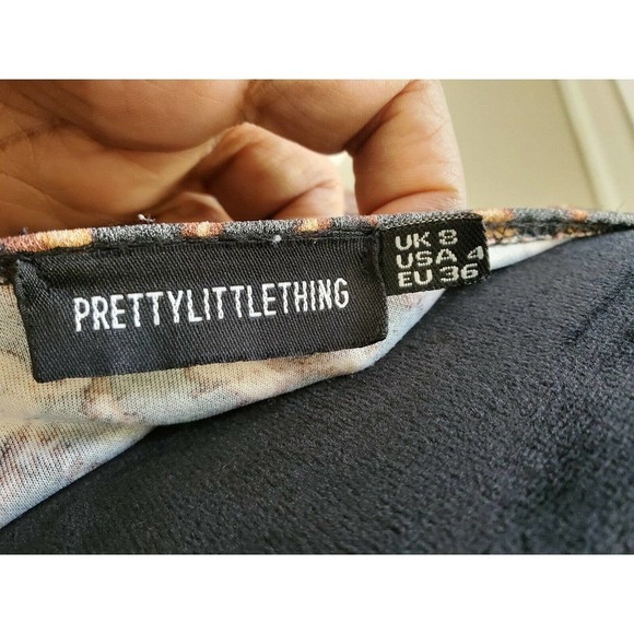 PRETTYLITTLETHING Women Multicolor Polyester SquareNeck Knee Length Dress Size 4 - Picture 8 of 10